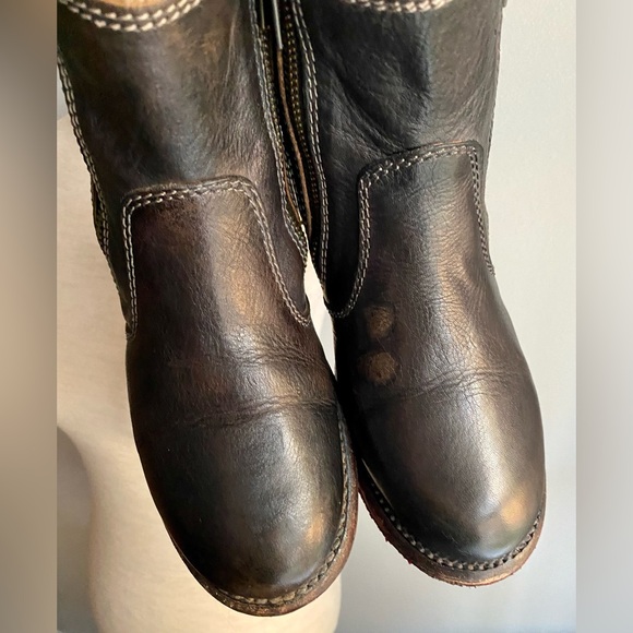 CCO🎉⬇️SHIP Bed Stu Eiffel WomenS 6 Bed Stu Eiffel Black Leather Zip Heeled Boots - Picture 2 of 14